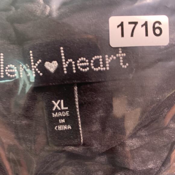 Derek Heart Women Y2K Grunge Semi Sheer Top Sz XL Black Faded Wash Punk Baddie - Picture 12 of 12